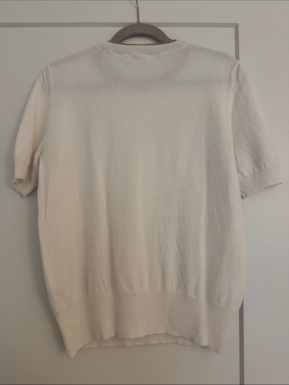 Marguerite Cashmere Short Sleeve Crewneck Sweater in Cream - Picture 3 of 5